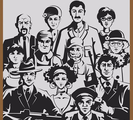 Montage of characters from SHWSH game design projects