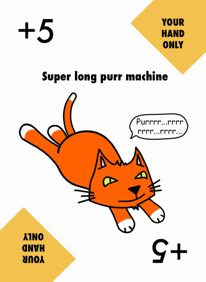 Karmic Kittens card: Super Long Purr Machine